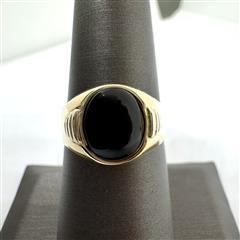 18K 750 Yellow Gold 4.61G Oval Onyx Signet Ring Sz: 7.5!